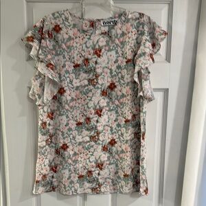 Cream Flutter Sleeve Ruffled Blouse